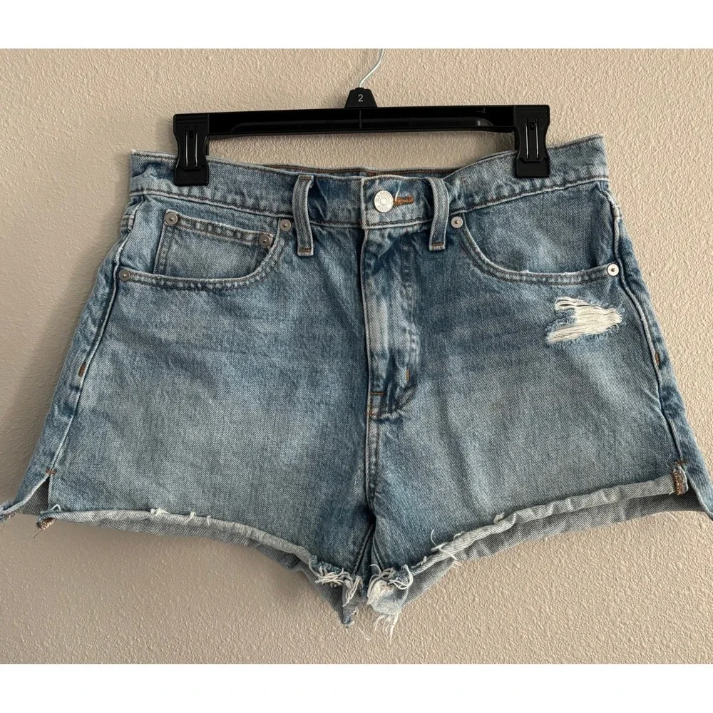 Madewell Relaxed Denim Shorts Womens 27 Raw Hem Zipper